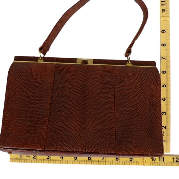 Vintage 60's Lizard Skin Handbag/Purse Suede Lined w/Card Case #1018 - Picture 11 of 15